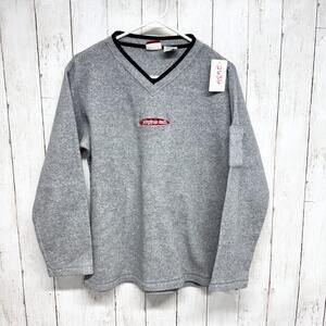 Vtg Red Oak Sweater Women Size Large Gray Fleece VA Tech V-Neck Long Sleeve